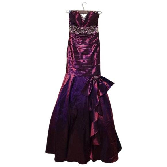MORI LEE Lustrous Purple Strapless Mermaid Prom Dress sz 2 - Picture 1 of 11